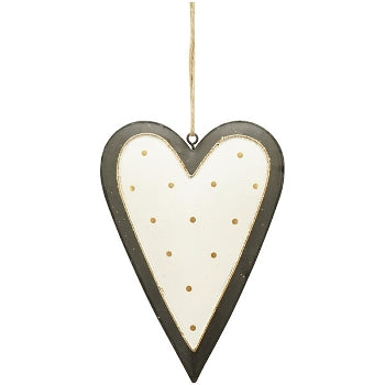 Blech-Herz zum Hängen schwarz, weiß, gold, Aufhänger