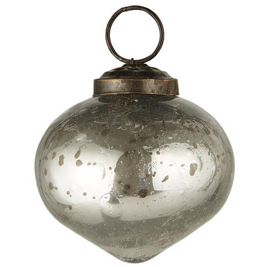 Ib Laursen - Weihnachtskugel bubbled Glas zwiebelförmig silber