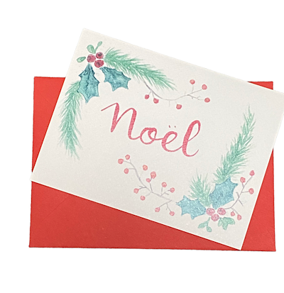 Doppelkarte HANDGEMALT - Noel, Weihnachten