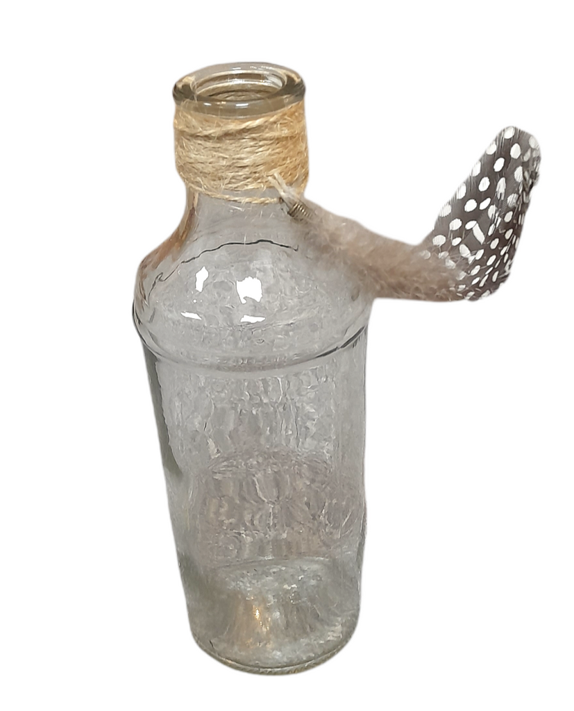 Clayre & Eef - Vase mit Juteband mit Feder | Rost & Rosmarin