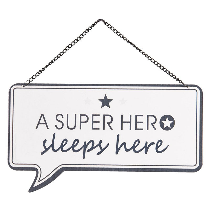 Clayre & Eef - Schild A Superhero sleeps here, Superheld, Kinderzimmer
