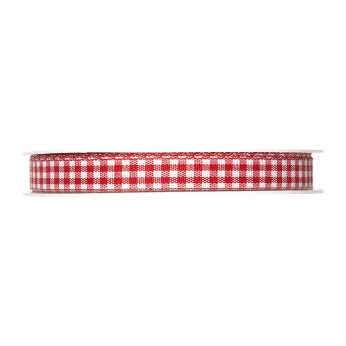 Dekoband Karo rot-weiß schmal (Meterware), Weihnachtsband, Geschenkband